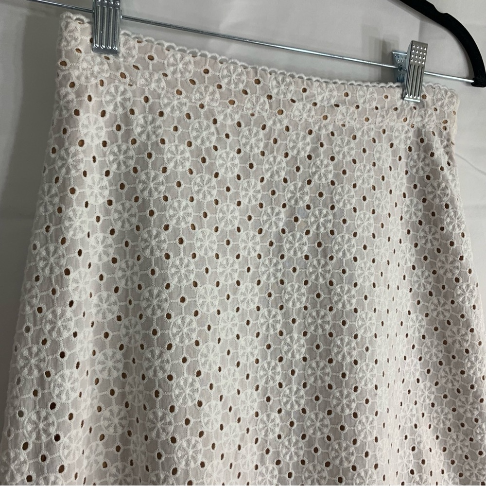 NWT MICHAEL MICHAEL KORS Eyelet Ruffled White Midi Skirt Cottagecore, size 12 - Picture 13 of 15